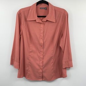 Apt.9 Button Down Blouse 3/4 Sleeves Coral Size XL